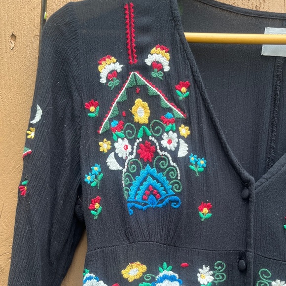 ASOS Black Dress with Colorful Embroidery - Picture 4 of 9